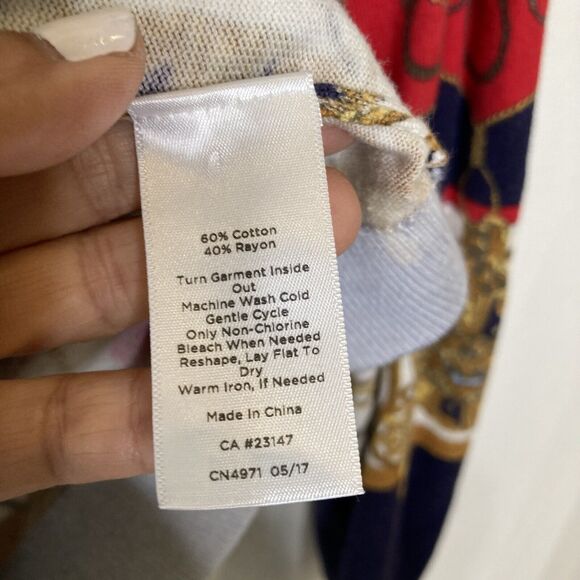 Talbots Status Print Charming Button Cardigan Sweater Size LP - Picture 10 of 11